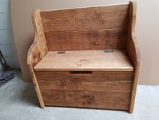 Rustic Plank  Monks Bench with Storage